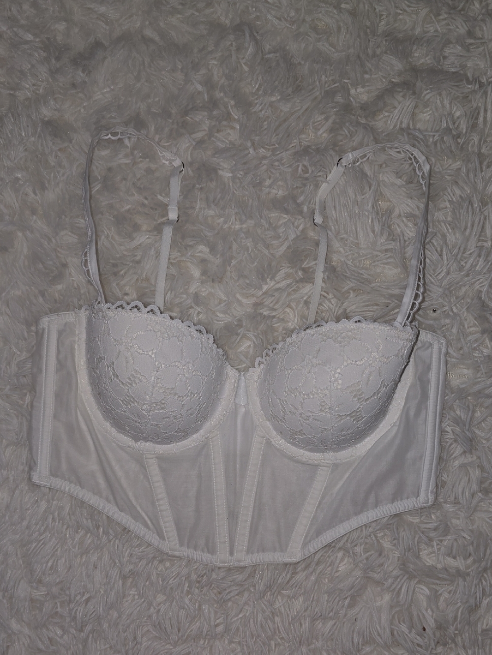 Auden White Lace Longline Underwire Bustier Bra